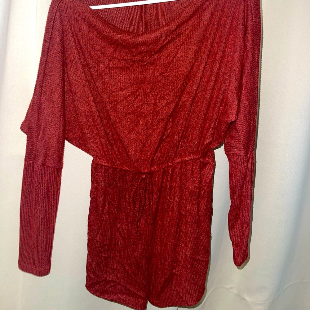 Long sleeve, lightweight romper.